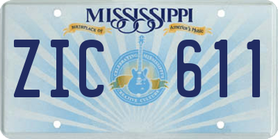 MS license plate ZIC611