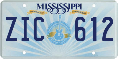 MS license plate ZIC612