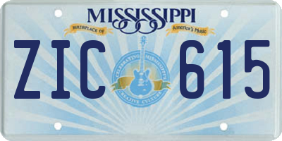 MS license plate ZIC615