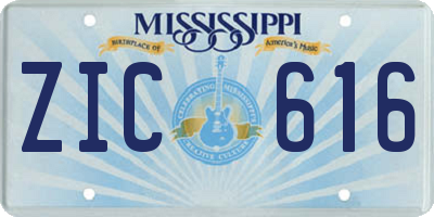 MS license plate ZIC616