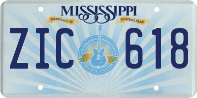MS license plate ZIC618
