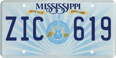 MS license plate ZIC619