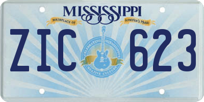MS license plate ZIC623