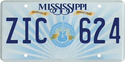MS license plate ZIC624