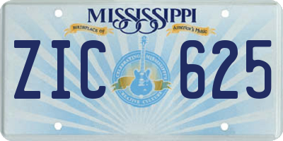 MS license plate ZIC625