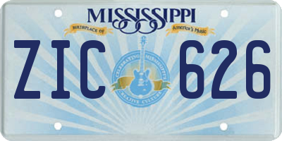 MS license plate ZIC626