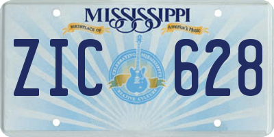 MS license plate ZIC628