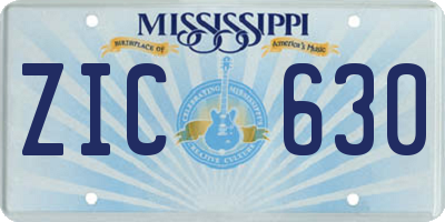 MS license plate ZIC630