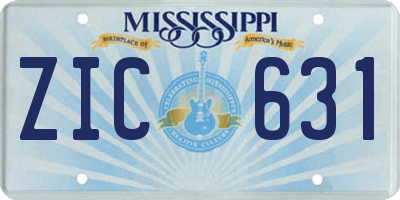 MS license plate ZIC631