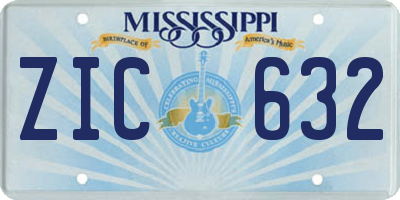 MS license plate ZIC632