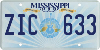 MS license plate ZIC633