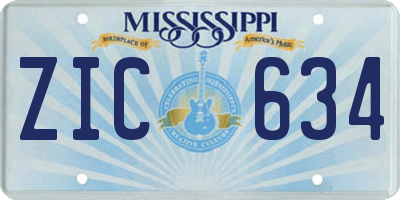 MS license plate ZIC634