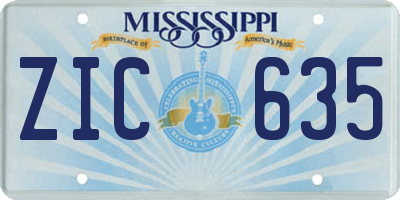 MS license plate ZIC635