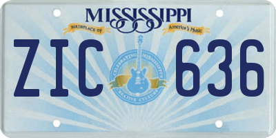 MS license plate ZIC636