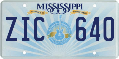 MS license plate ZIC640