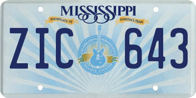 MS license plate ZIC643