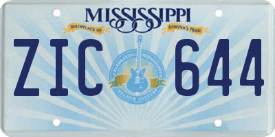 MS license plate ZIC644