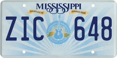 MS license plate ZIC648