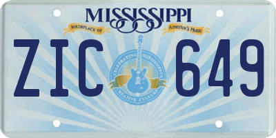 MS license plate ZIC649