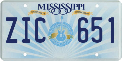 MS license plate ZIC651