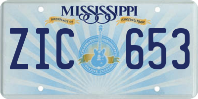 MS license plate ZIC653