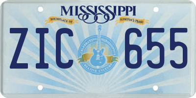 MS license plate ZIC655