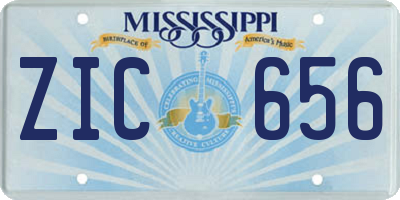 MS license plate ZIC656