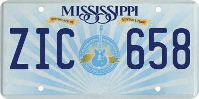 MS license plate ZIC658