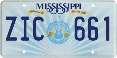 MS license plate ZIC661