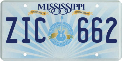 MS license plate ZIC662