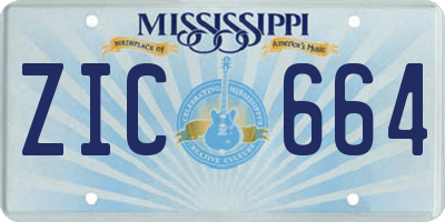 MS license plate ZIC664