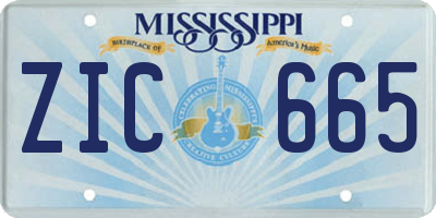 MS license plate ZIC665