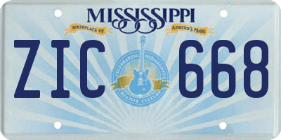 MS license plate ZIC668