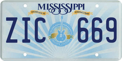 MS license plate ZIC669