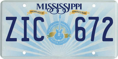 MS license plate ZIC672
