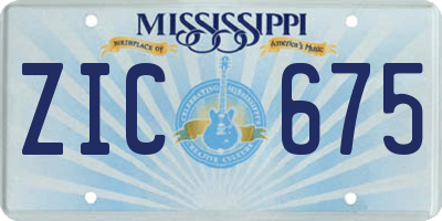 MS license plate ZIC675