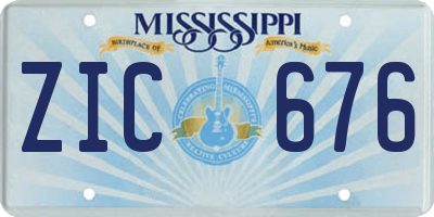 MS license plate ZIC676