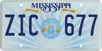 MS license plate ZIC677