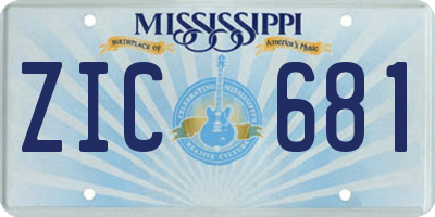 MS license plate ZIC681