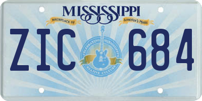 MS license plate ZIC684
