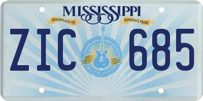 MS license plate ZIC685