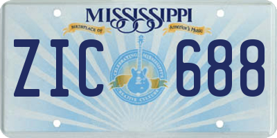 MS license plate ZIC688