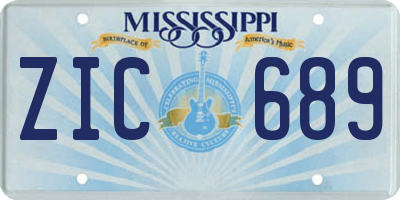 MS license plate ZIC689