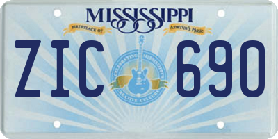 MS license plate ZIC690