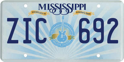 MS license plate ZIC692