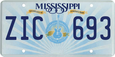 MS license plate ZIC693