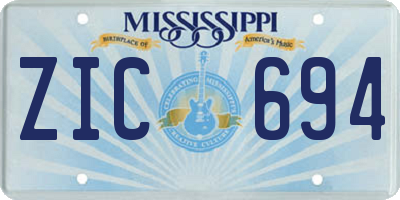 MS license plate ZIC694