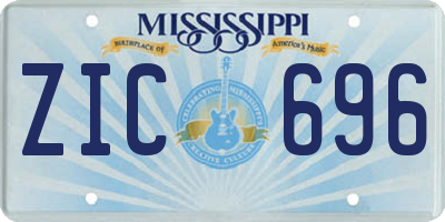 MS license plate ZIC696