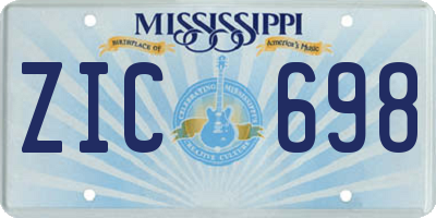 MS license plate ZIC698