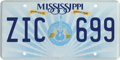 MS license plate ZIC699